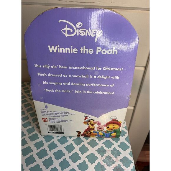Disney Christmas Animated Musical Winnie the Pooh Ceramic/Plush "Deck the Halls" - Picture 3 of 5